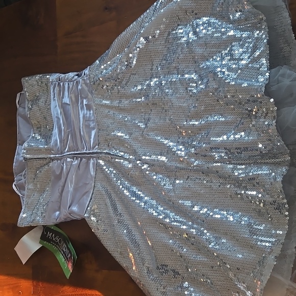 NWT Masquerade Strapless Silver Sequin Dress Size 13/14 - Picture 9 of 9